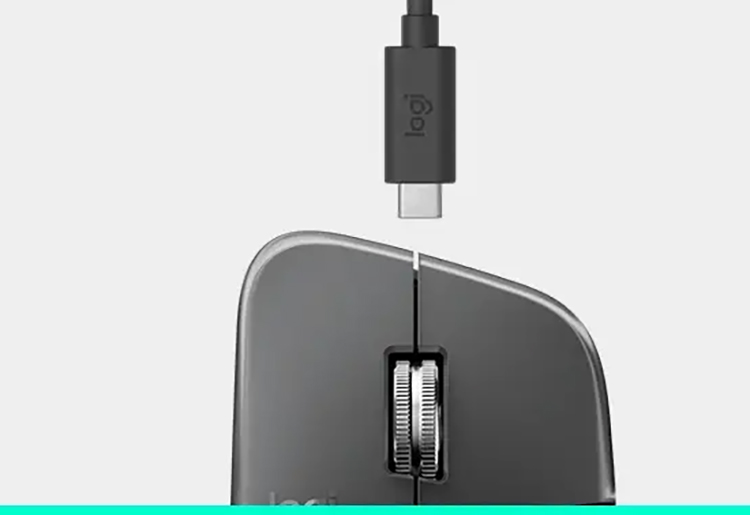 Akumulator wbudowany w Logitech MX Master 4 działa do 70 dni na jednym ładowaniu