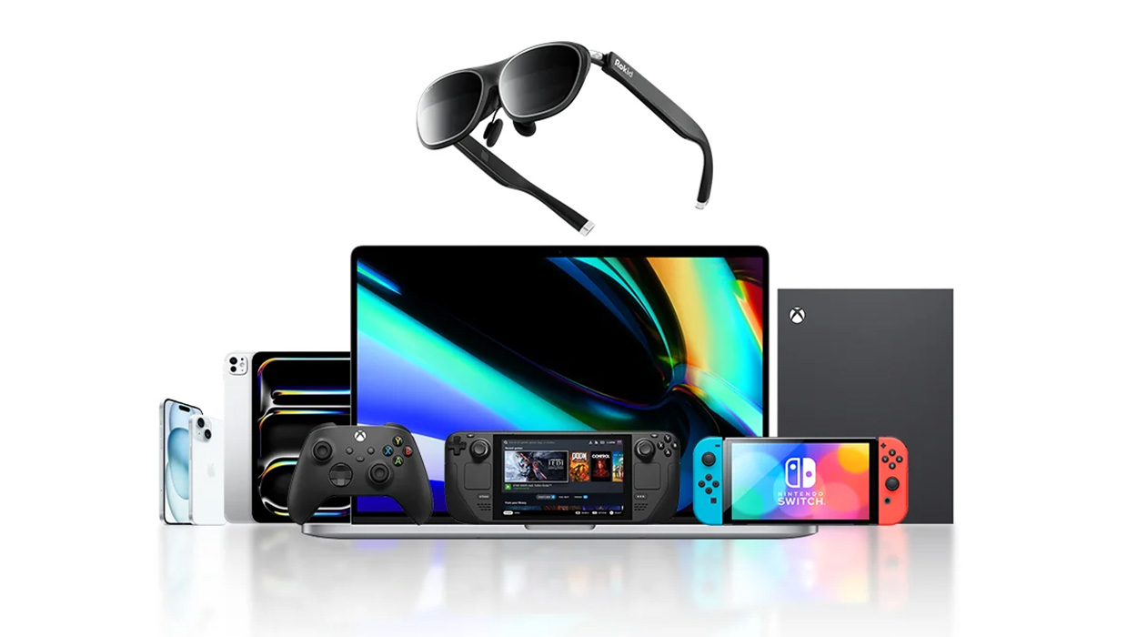 Ilustracja przedstawia urządzenia zgodnme z okularami AR Rokid Max 2