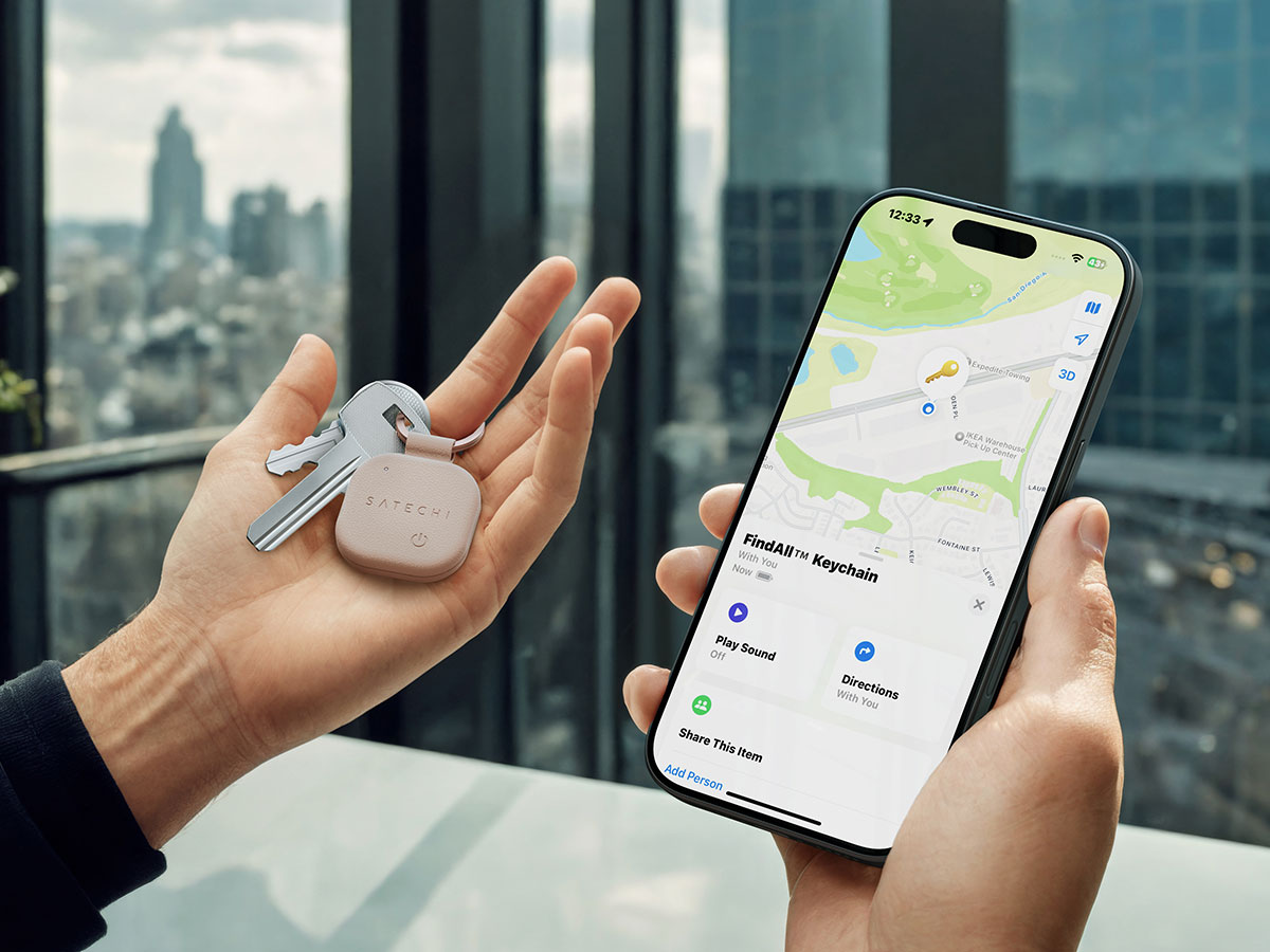 Lokalizator Satechi Veganleather Findall Keychain i aplikacja Find My