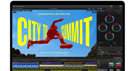 Montaż wideo na ekranie MacBooka Air przedstawiający możliwości czipa M5